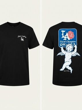 Primitive LA World Champions Angel Graphic T-Shirt Men’s Medium Black